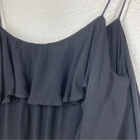 Free People Cascades Black Ruffle Tank Top XS Semi Sheer Flowy Top - Picture 9 of 14